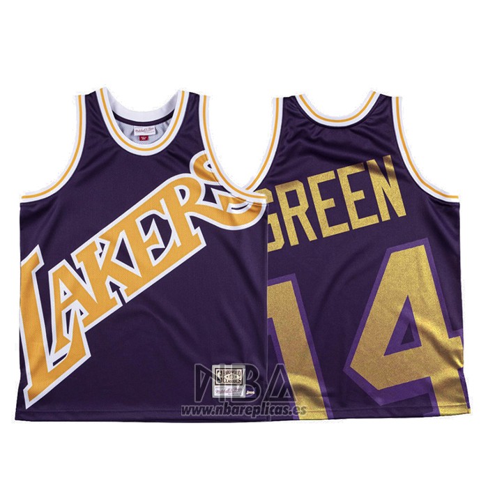 Camiseta Los Angeles Lakers Danny Green NO 14 Mitchell & Ness Big Face Violeta